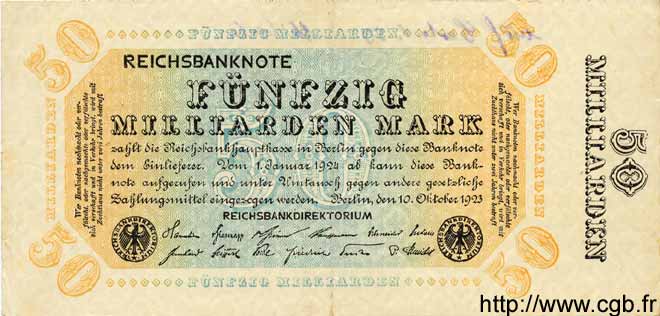50 Milliarden Mark GERMANY  1923 P.119c VF
