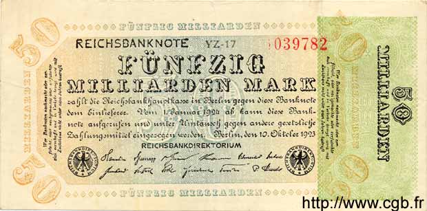 50 Milliarden Mark GERMANIA  1923 P.120a BB