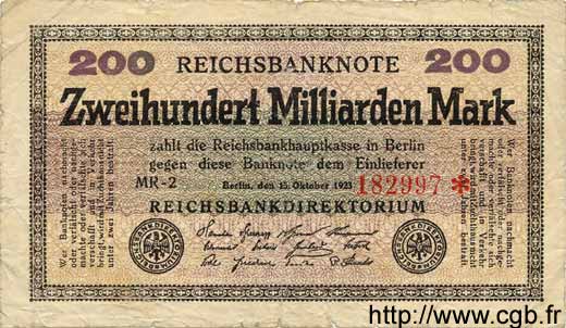 200 Milliarden Mark GERMANIA  1923 P.121a B