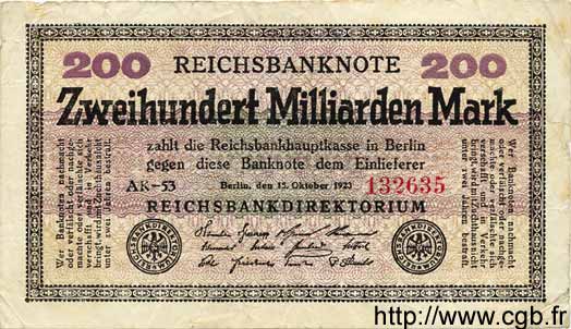 200 Milliarden Mark GERMANY  1923 P.121a F