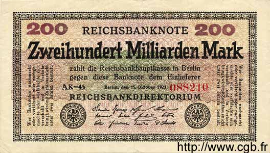 200 Milliarden Mark DEUTSCHLAND  1923 P.121a VZ