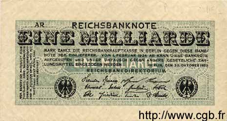1 Milliarde Mark GERMANY  1923 P.122 VF