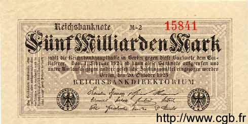 5 Milliarden Mark GERMANY  1923 P.123a AU