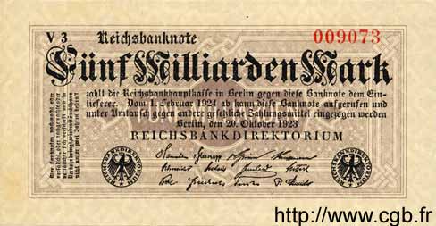 5 Milliarden Mark GERMANIA  1923 P.123a q.AU