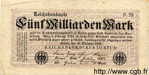 5 Milliarden Mark GERMANIA  1923 P.123b BB