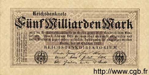 5 Milliarden Mark GERMANY  1923 P.123b XF