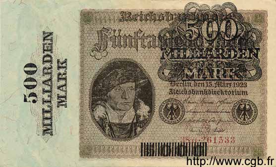 500 Milliarden Mark sur 5000 Mark GERMANY  1923 P.124a XF