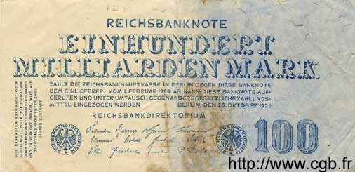100 Milliarden Mark GERMANIA  1923 P.126 BB