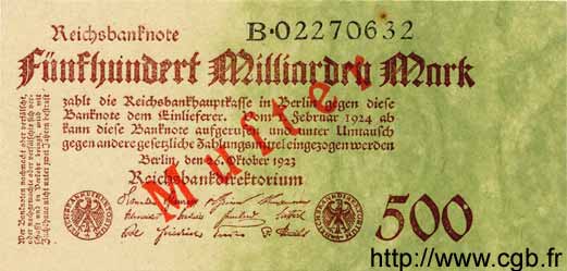 500 Milliarden Mark Spécimen GERMANIA  1923 P.127as AU