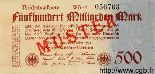 500 Milliarden Mark Spécimen GERMANY  1923 P.127as AU