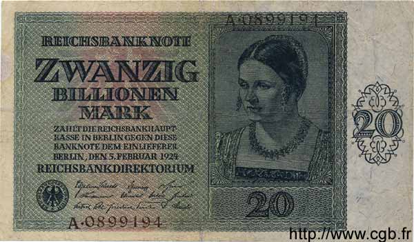 20 Billionen Mark GERMANIA  1924 P.138 q.BB