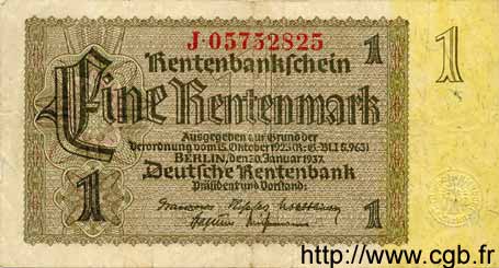 1 Rentenmark GERMANIA  1937 P.173b MB a BB