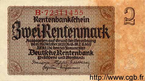 2 Rentenmark DEUTSCHLAND  1937 P.174b VZ+