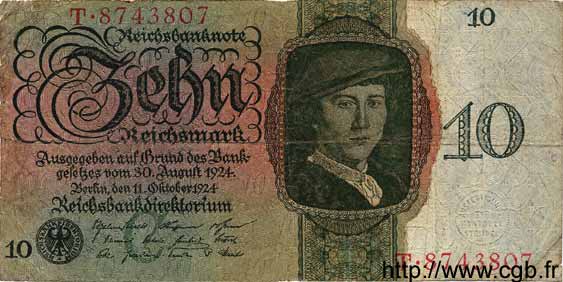 10 Reichsmark ALLEMAGNE  1924 P.175 B à TB