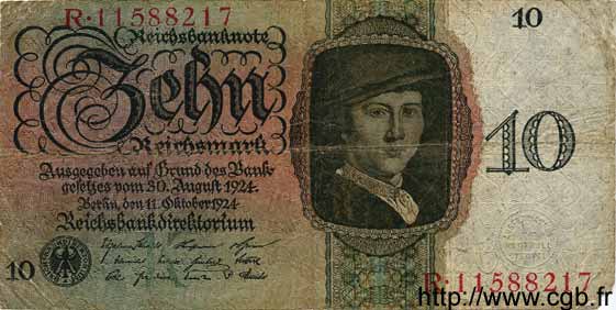 10 Reichsmark GERMANY  1924 P.175 VG