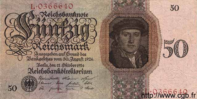 50 Reichsmark GERMANY  1924 P.177 VF