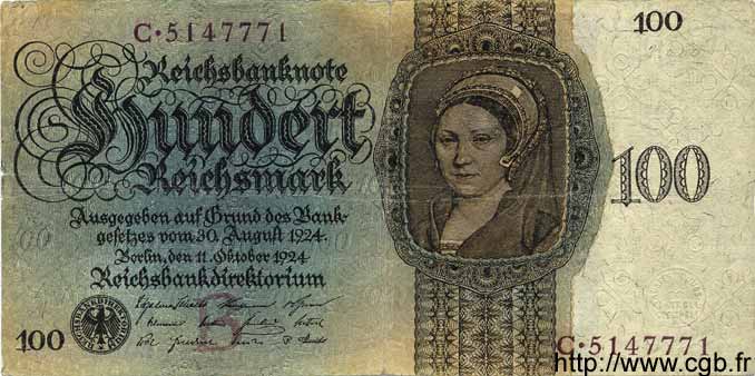 100 Reichsmark GERMANIA  1924 P.178 q.BB