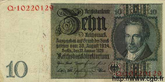 10 Reichsmark DEUTSCHLAND  1929 P.180a SS