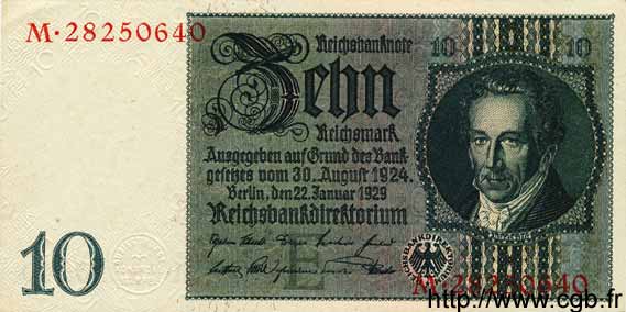 10 Reichsmark DEUTSCHLAND  1929 P.180a fST+