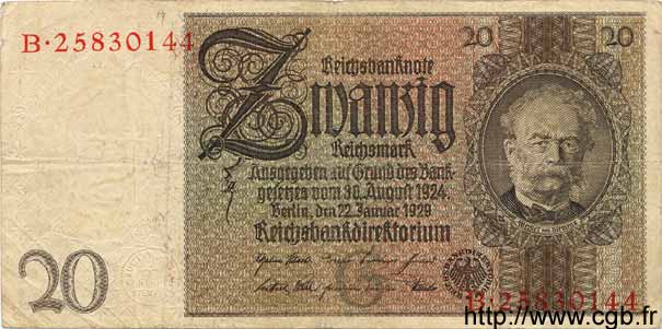 20 Reichsmark ALEMANIA  1929 P.181a BC