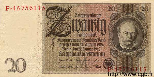 20 Reichsmark GERMANY  1929 P.181a AU+
