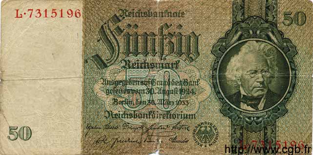 50 Reichsmark DEUTSCHLAND  1933 P.182a SGE