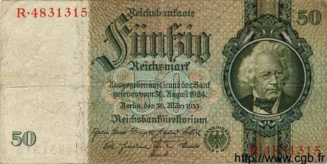 50 Reichsmark DEUTSCHLAND  1933 P.182a S