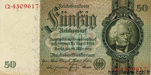 50 Reichsmark DEUTSCHLAND  1933 P.182a SS