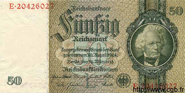50 Reichsmark GERMANIA  1933 P.182a q.FDC