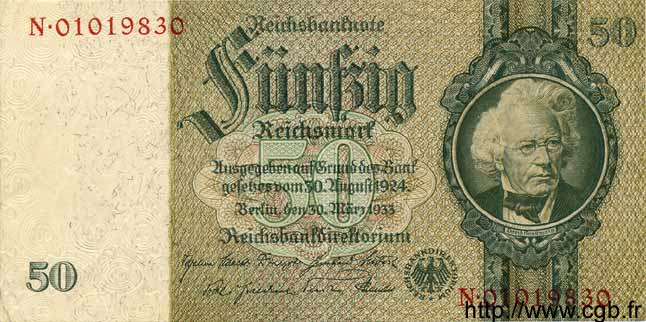 50 Reichsmark ALLEMAGNE  1933 P.182b TTB à SUP