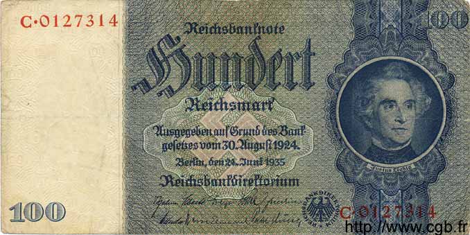 100 Reichsmark DEUTSCHLAND  1935 P.183b SS