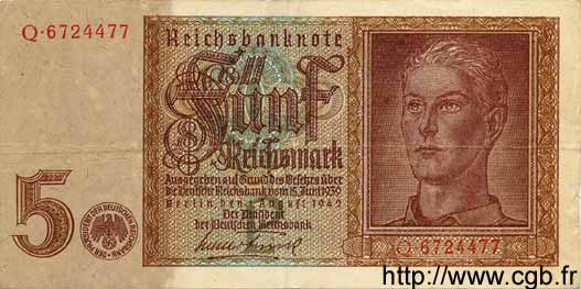 5 Reichsmark GERMANY  1942 P.186 VF