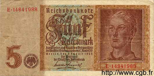 5 Reichsmark DEUTSCHLAND  1942 P.186var fSS