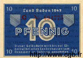 10 Pfennig GERMANY Baden 1947 PS.1002b AU