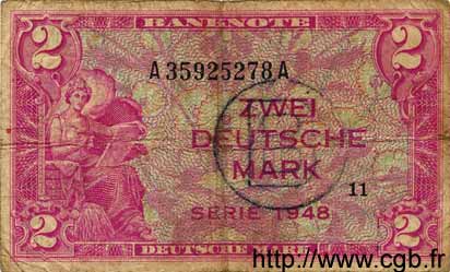 2 Deutsche Mark GERMAN FEDERAL REPUBLIC  1948 P.03b VG
