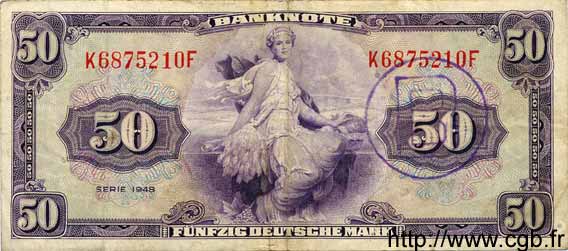 50 Deutsche Mark GERMAN FEDERAL REPUBLIC  1948 P.07b VF-
