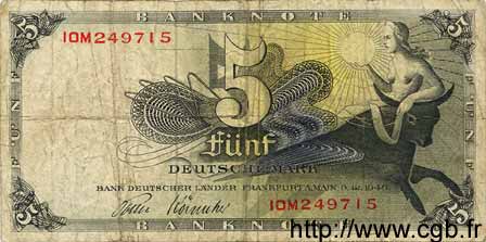 5 Deutsche Mark GERMAN FEDERAL REPUBLIC  1948 P.13i VG