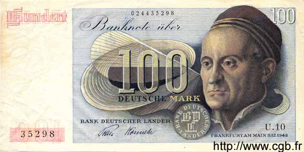 100 Deutsche Mark GERMAN FEDERAL REPUBLIC  1948 P.15a fVZ