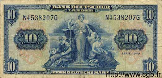 10 Deutsche Mark GERMAN FEDERAL REPUBLIC  1949 P.16a B