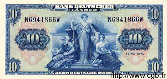 10 Deutsche Mark GERMAN FEDERAL REPUBLIC  1949 P.16a FDC