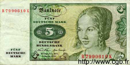 5 Deutsche Mark GERMAN FEDERAL REPUBLIC  1960 P.18 fSS