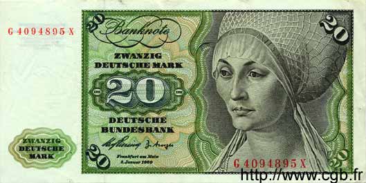 20 Deutsche Mark GERMAN FEDERAL REPUBLIC  1960 P.20 VF+