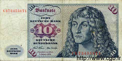 10 Deutsche Mark GERMAN FEDERAL REPUBLIC  1960 P.31a G