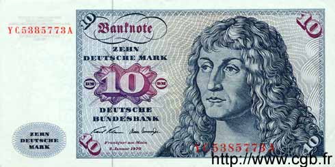 10 Deutsche Mark Remplacement GERMAN FEDERAL REPUBLIC  1960 P.31a XF