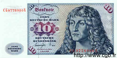 10 Deutsche Mark GERMAN FEDERAL REPUBLIC  1977 P.31b SC+