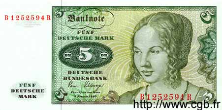 5 Deutsche Mark GERMAN FEDERAL REPUBLIC  1980 P.30b q.FDC