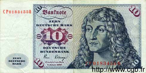 10 Deutsche Mark GERMAN FEDERAL REPUBLIC  1980 P.31d VF