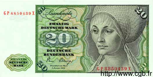 20 Deutsche Mark GERMAN FEDERAL REPUBLIC  1980 P.32d FDC