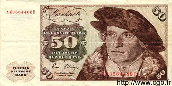 50 Deutsche Mark GERMAN FEDERAL REPUBLIC  1980 P.33d VF
