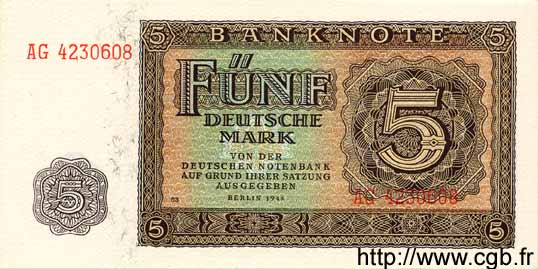 5 Deutsche Mark GERMAN DEMOCRATIC REPUBLIC  1948 P.11b UNC